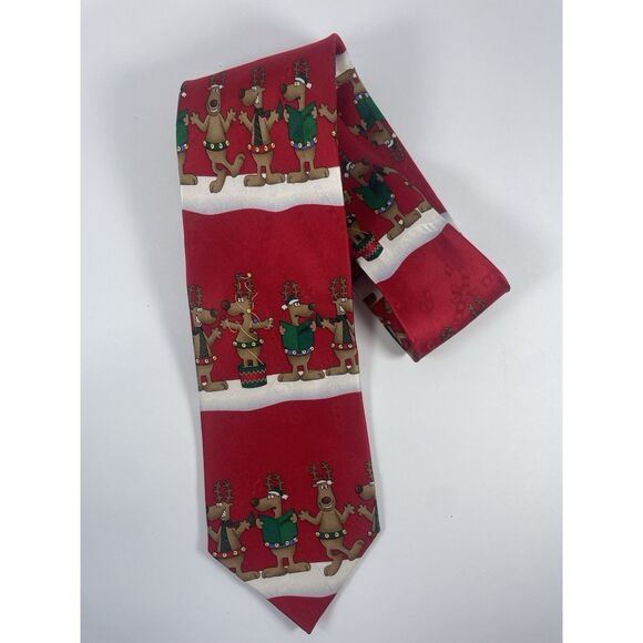 Hallmark Specialties Christmas Tie Men’s Reindeer Silk Holiday - Picture 4 of 4